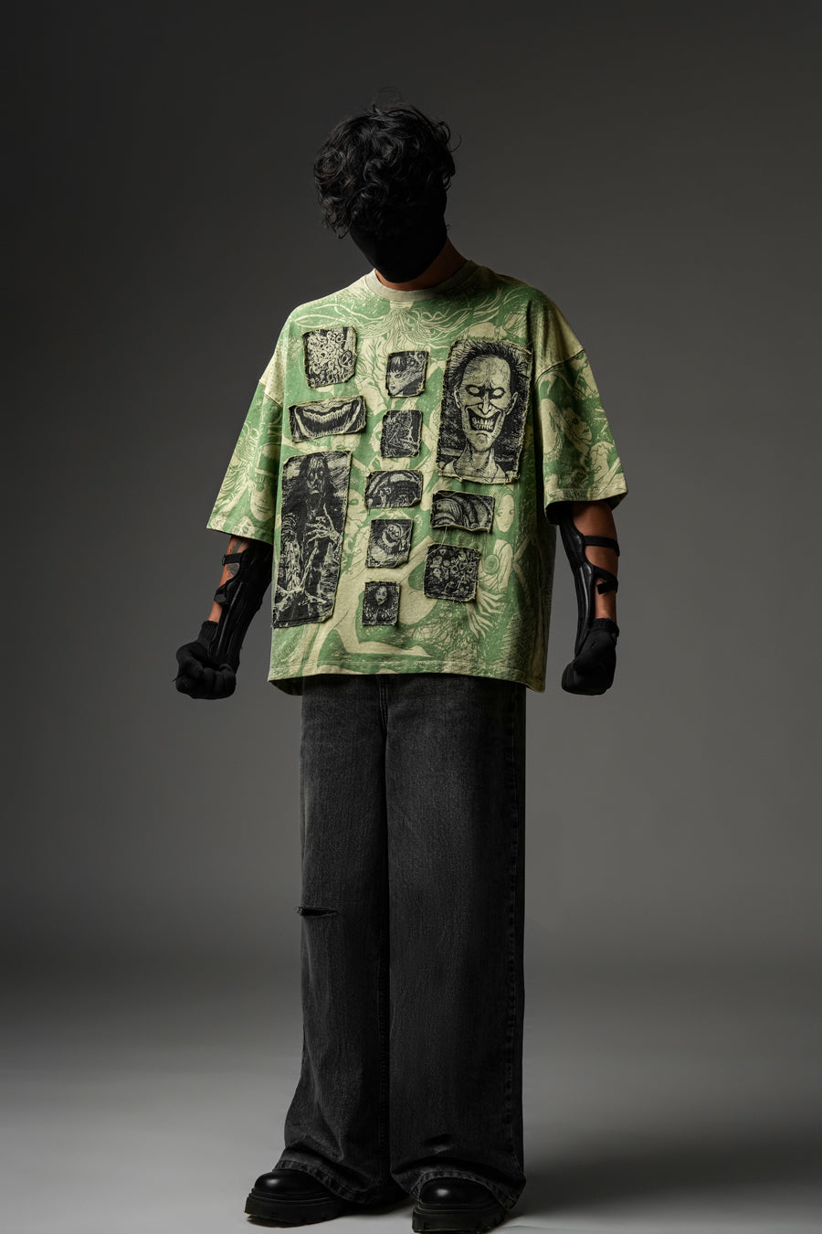 Elements Of Horror Heavy Patchworked Washed Tshirt